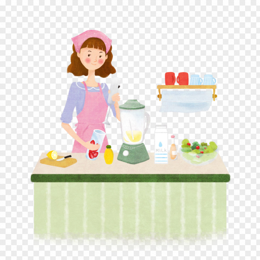 Kitchen Beauty Housewife Illustration PNG