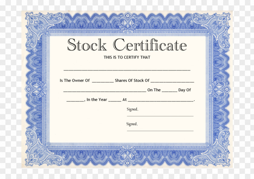 Share Stock Certificate Template Corporation PNG