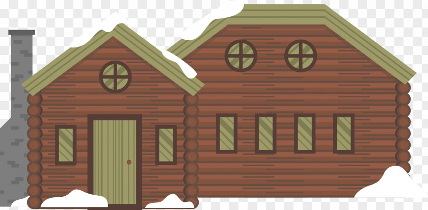 A House Covered With Snow In Winter Log Cabin Cottage PNG