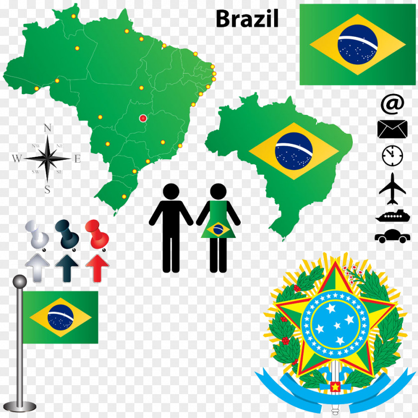 Brazil Map Flag Image Symbol Clip Art PNG
