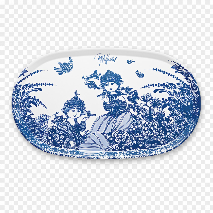 Vase Platter Oval Tray Blue Rosendahl PNG