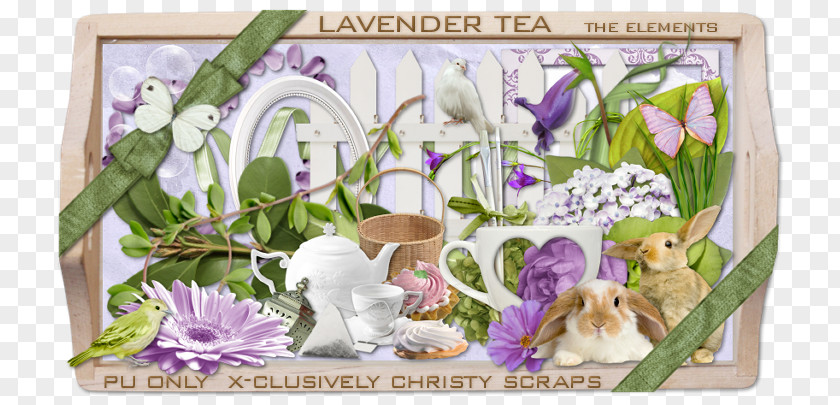 Lavender Tea Floral Design Cut Flowers Easter Picture Frames PNG