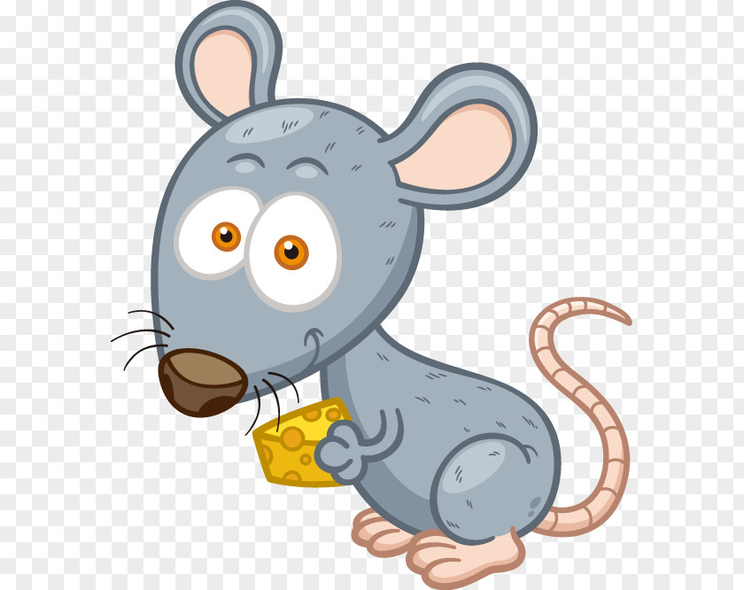 Painted Gray Mouse Cheese Pattern Cartoon PNG