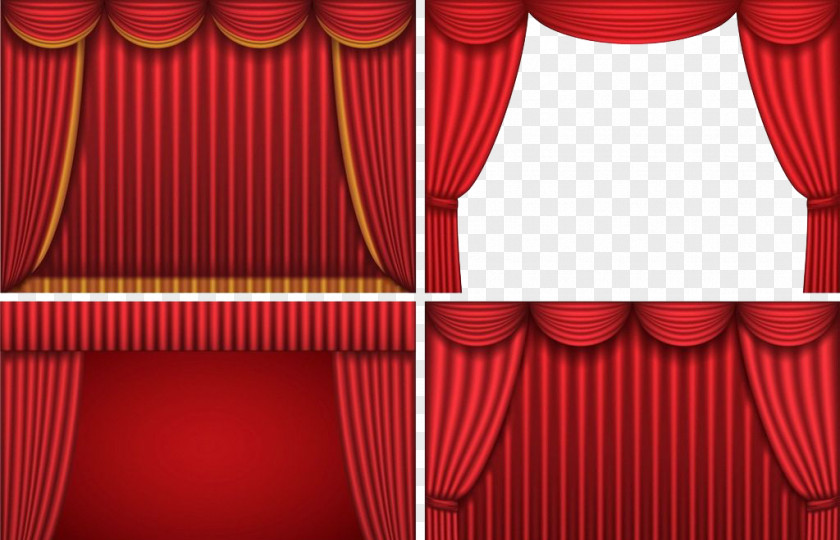 Red Curtains Theater Drapes And Stage Theatre PNG