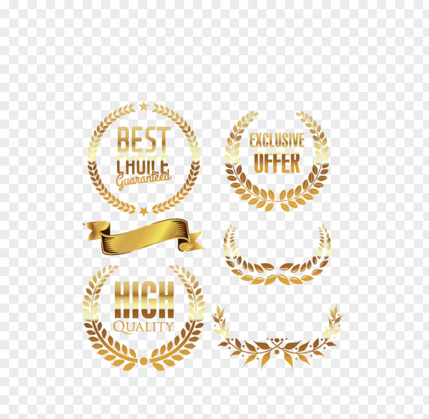 Vector Badges Yellow Olive Branch Font PNG