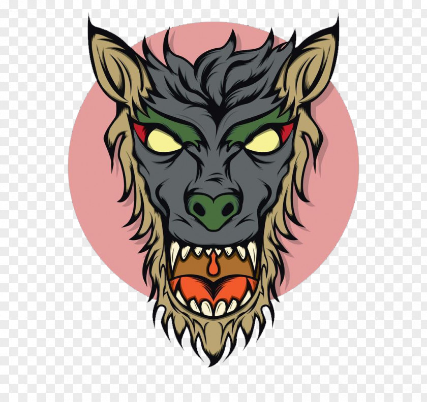 Evil Wolf Terror Gray T-shirt Stock Illustration Werewolf PNG