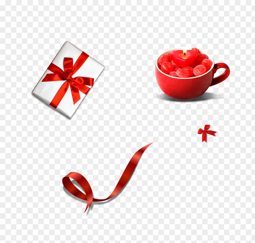 Gift Box Candle Festive Element Ribbon PNG