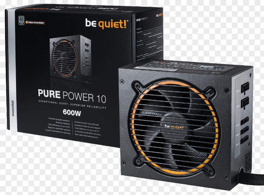 Years Of Quiet Power Supply Unit BeQuiet Be Quiet! Pure 10 ATX12V/EPS12V BN270 Converters PURE POWER 9 300W PNG