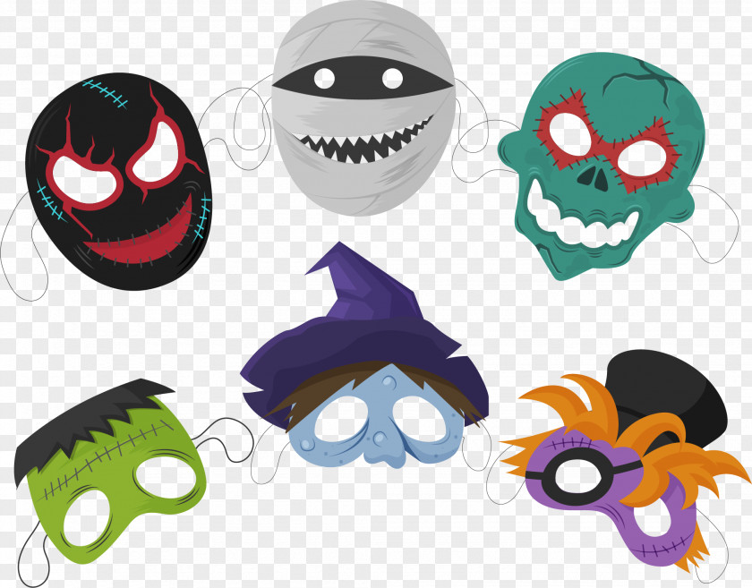 6 Creative Halloween Mask Vector Euclidean PNG