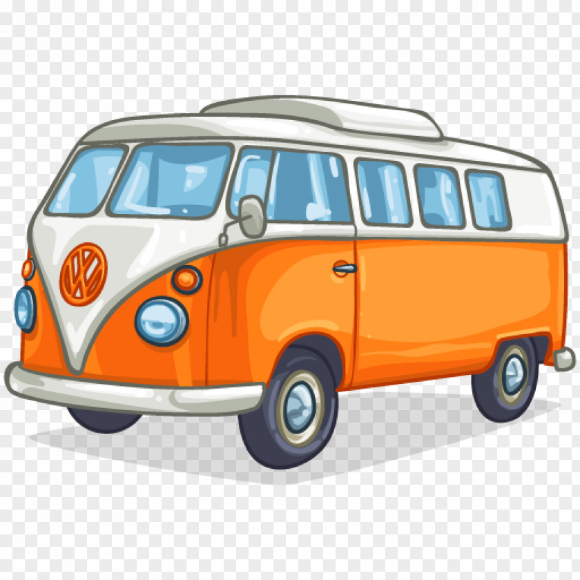 Cartoon Car Volkswagen Type 2 Campervan PNG