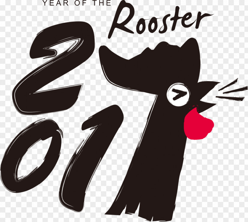 Vector Black Cock Digits Of The Year Rooster New Card Chinese Greeting Illustration PNG