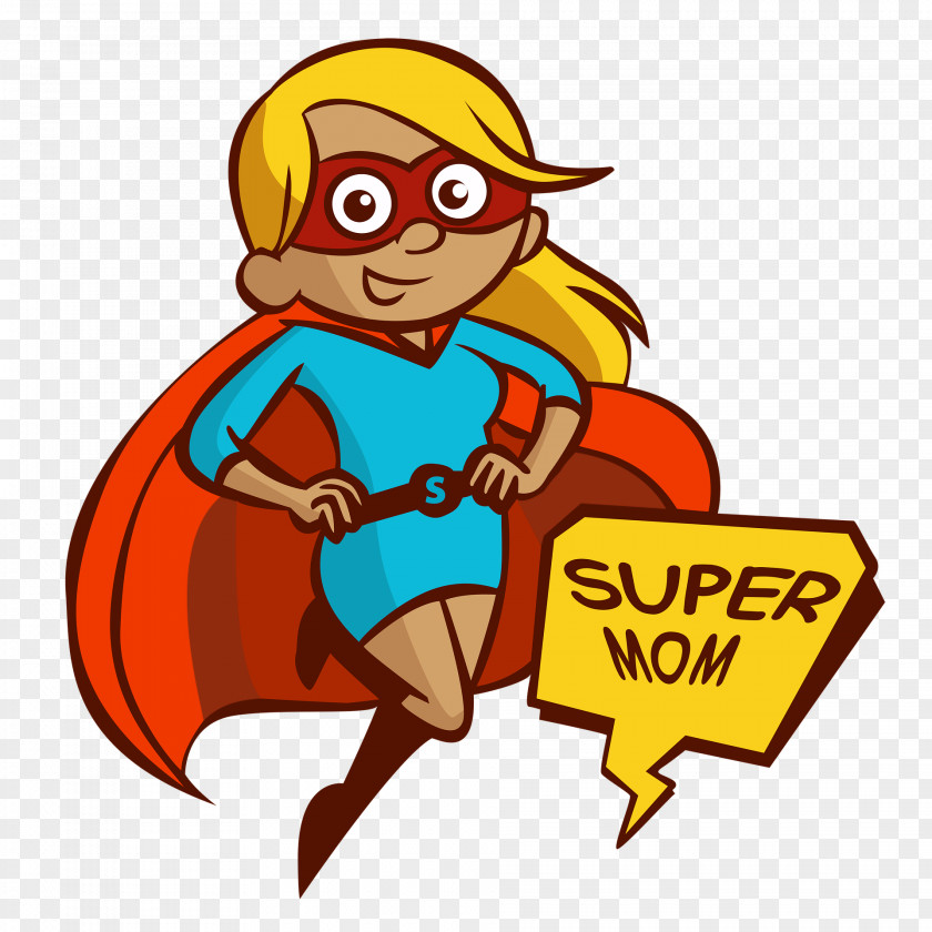 Cartoon Female Superman Hero Mother Breastfeeding Clip Art PNG