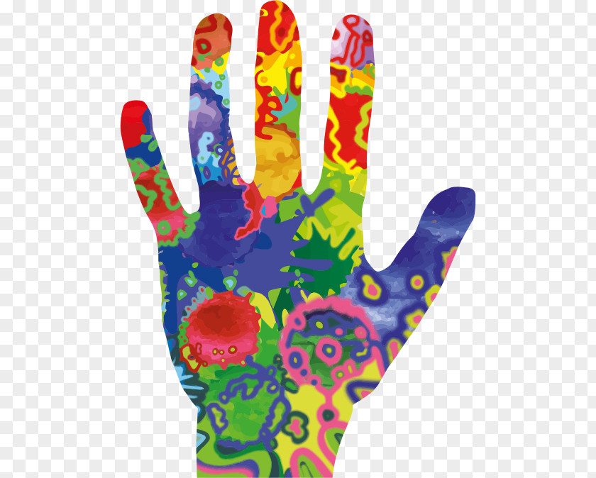 Hand Painted Color Palm Print Clip Art PNG