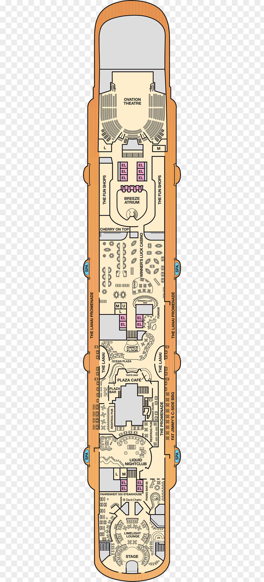Carnival Breeze Cruise Ship Layout Line Dream Deck PNG