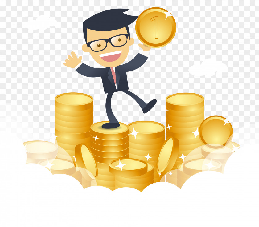 Cartoon Happy Businessman With Money Vector Download PNG