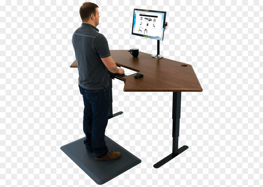 Corner Office Table Standing Desk PNG