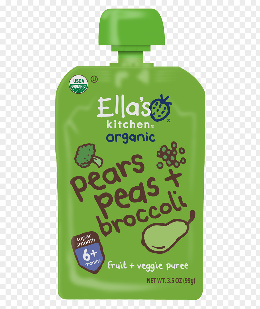 Broccoli Juice Baby Food Organic Ella's Kitchen Purée Pea PNG