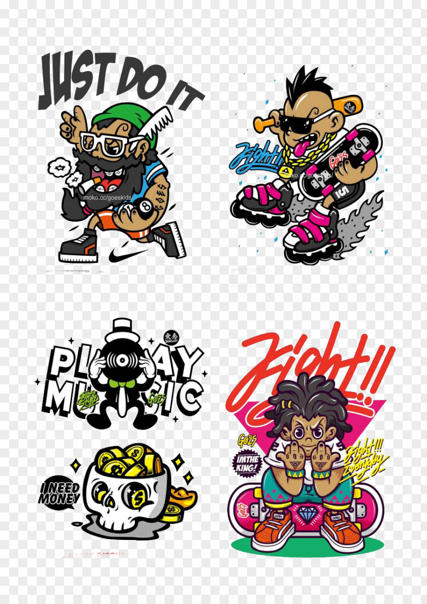 Nike Trend Of Cartoon Characters Hip Hop Graffiti Illustration PNG