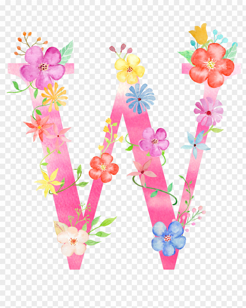 Flowers Letter W Birthday PNG