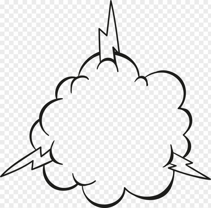 Hand Painted Cloud Lightning Speech Balloon Cartoon Drawing Clip Art PNG