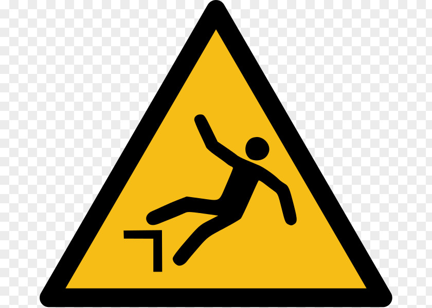 Gilt Falling Hazard Symbol Fall Protection Warning Sign PNG