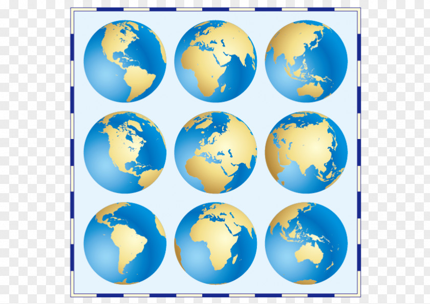 Blue Earth Every Angle Vector Globe World Continent PNG