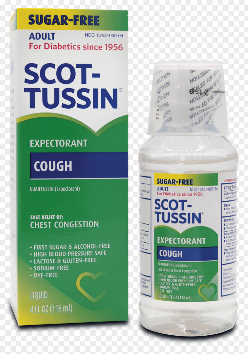 Cough Syrup Liquid Solution Scot-Tussin Expectorant Mucokinetics Solvent In Chemical Reactions PNG