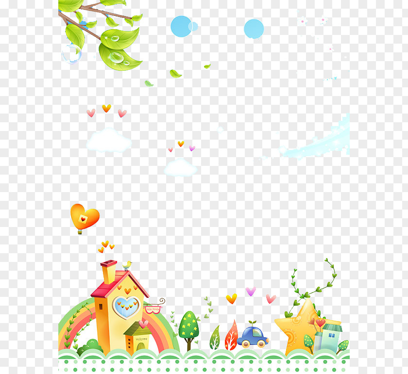 Fresh Green Background Cabin Cartoon Poster PNG