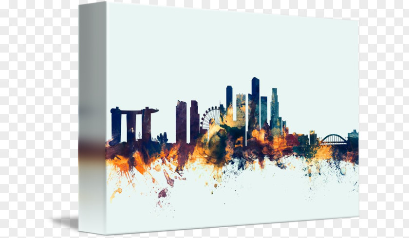 Singapore Skyline Canvas Print Art Gallery Wrap PNG