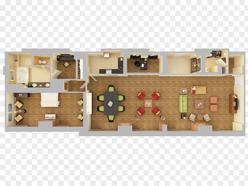Bed Top View Presidential Suite 3D Floor Plan Room PNG