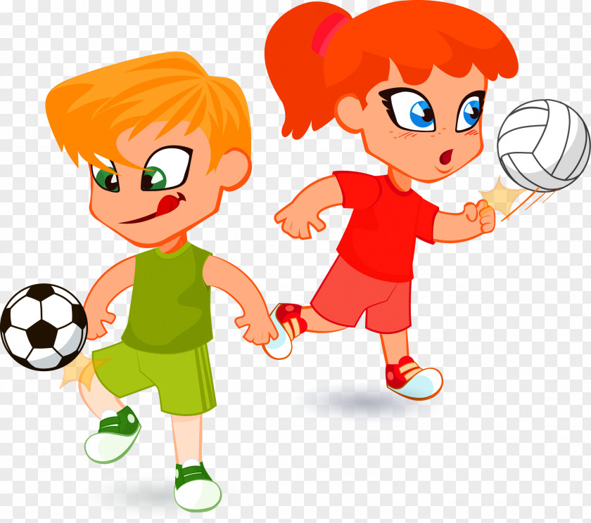 Children Playing Soccer Tennis Child Cartoon Illustration PNG