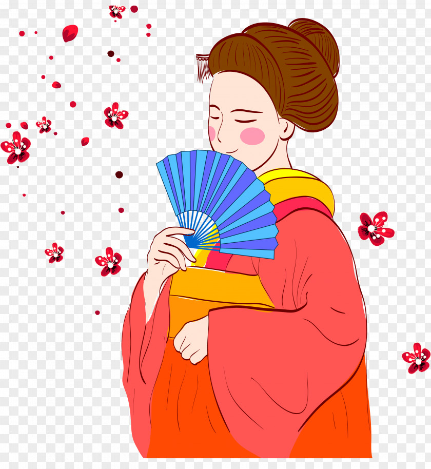 Japanese Women Tradition Drawing Costume Cartoon PNG