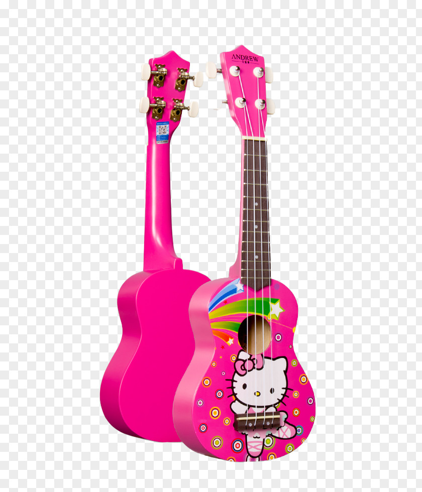 Rose Red Hello Kitty Guitar Stratocaster Electric Ukulele PNG