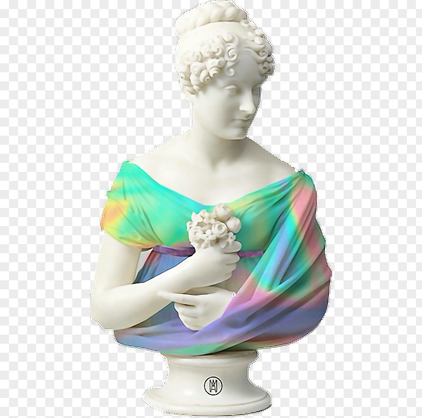 Bust Vaporwave Aesthetics Statue Glitch Art PNG