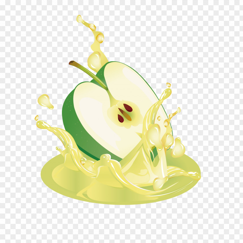Cut The Green Apple Vector Illustration Juice PNG