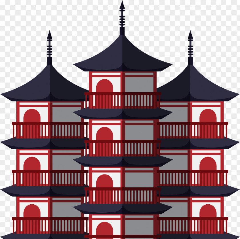 Vector Hand-painted Japanese Pagoda Japan Royalty-free Art PNG