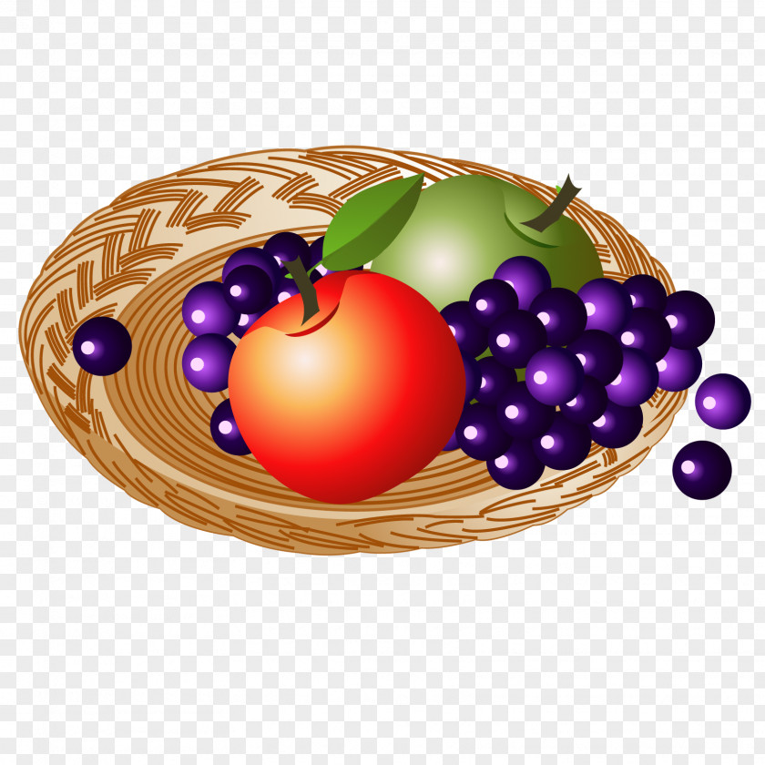 Vector Grape Apple Dish Fruit Clip Art PNG