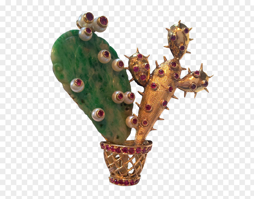 Cactus Brooch Jewellery Ruby Emerald Sapphire PNG