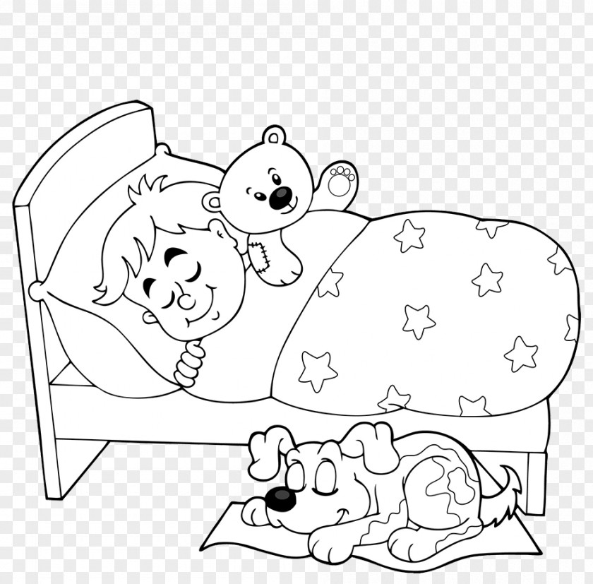 Black And White Line Drawing Of The Sleeping Baby Sleep Cartoon Clip Art PNG