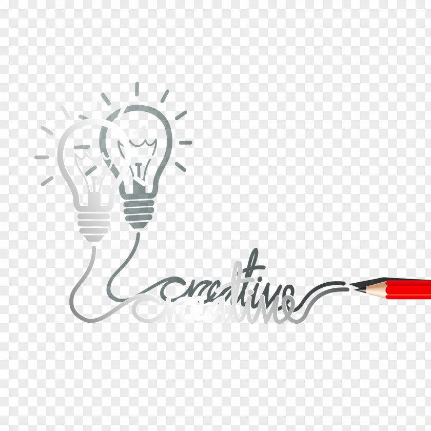 Creative Thinking Bulb And Pencil Vector Incandescent Light Fluorescent Lamp PNG