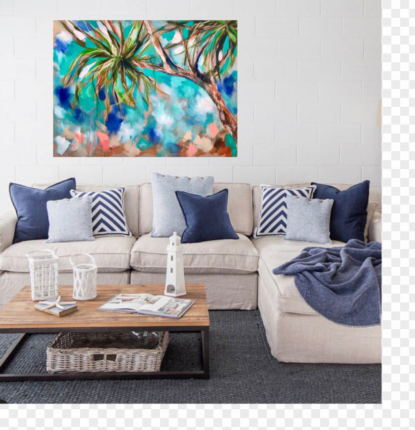 Linen Canvas Oil Paint The Beach Furniture Couch PNG