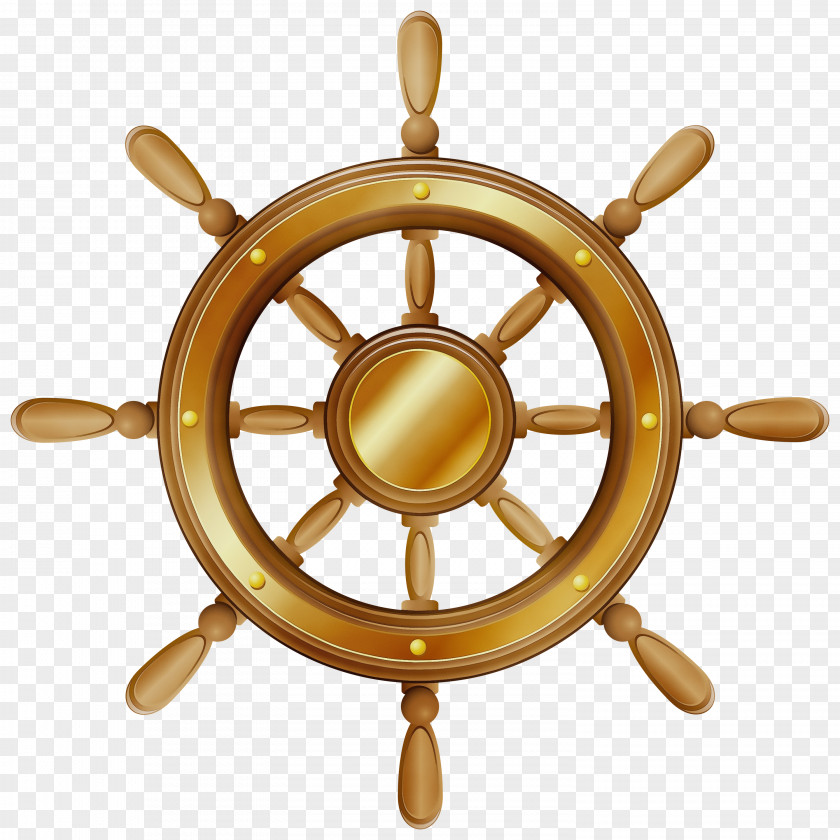 Metal Brass Ship Steering Wheel Background PNG