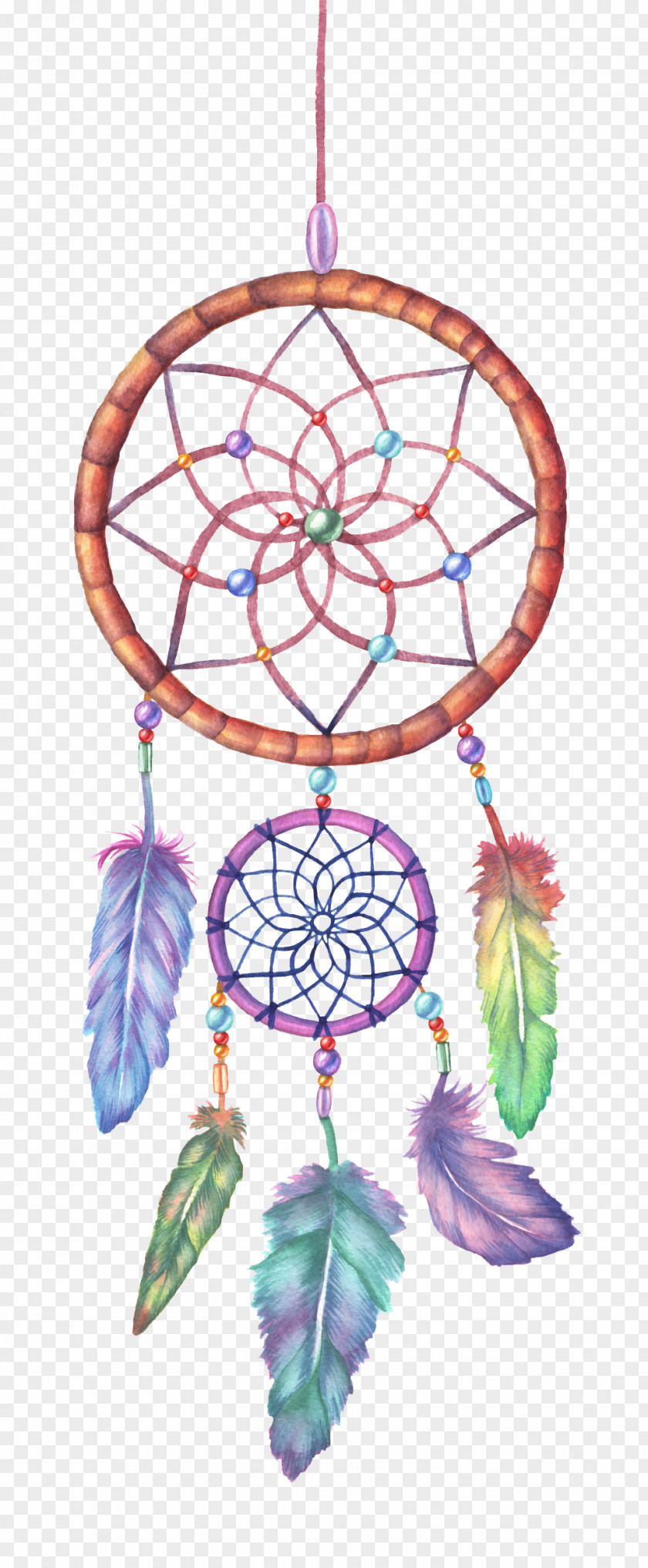 Color Dreamcatcher Watercolor Painting Drawing Illustration PNG