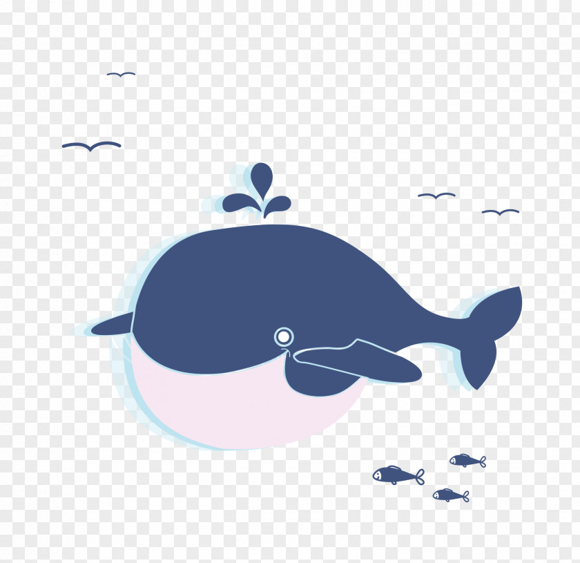 Great Whale Element Cartoon Illustration PNG