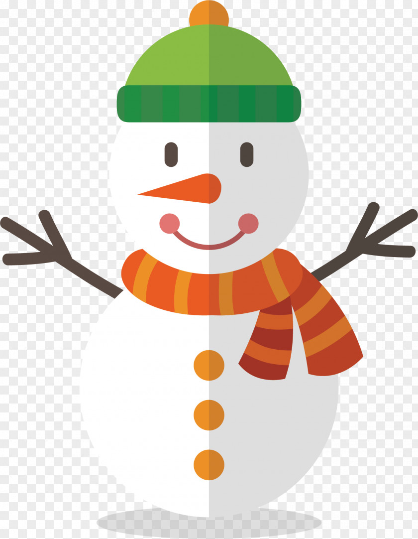 Vector Hand-painted Lovely Snowman Santa Claus Christmas Clip Art PNG