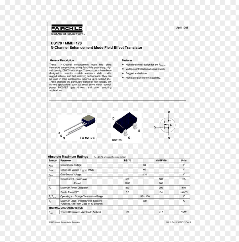 2N7000 MOSFET Datasheet Field-effect Transistor PNG