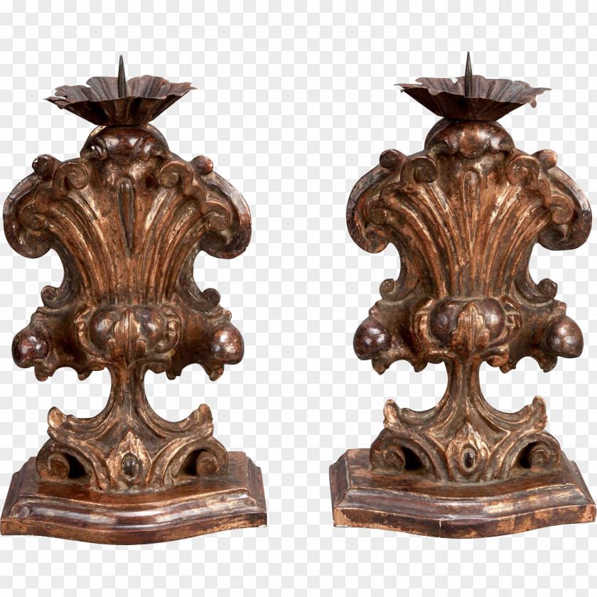 Candle Candlestick Bronze Wood Carving Sconce PNG