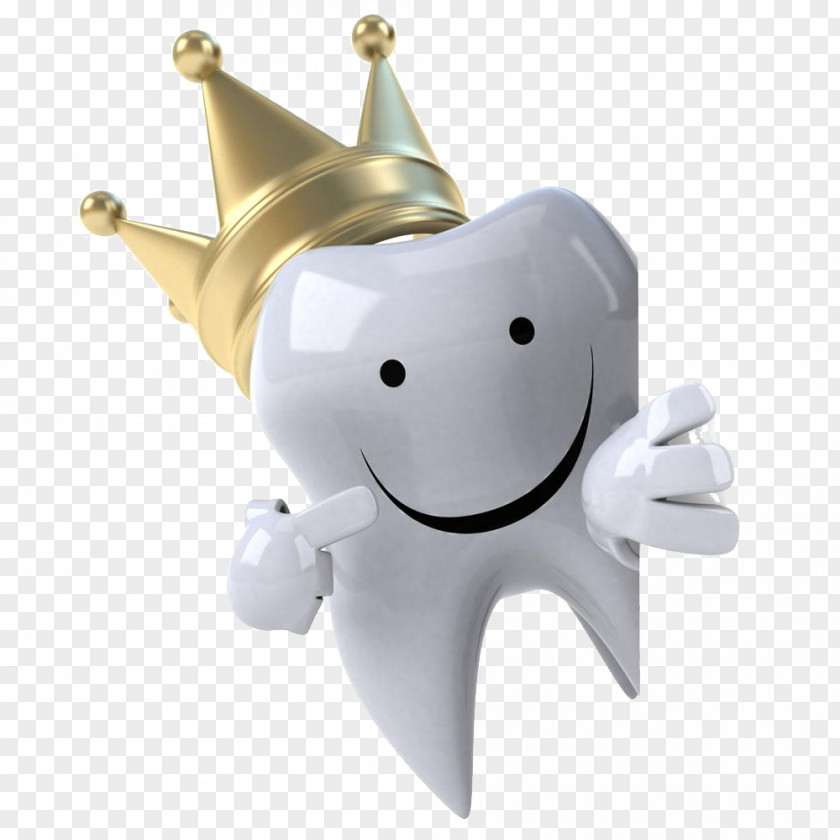 Wearing A Crown Smiley Teeth Human Tooth Cartoon PNG