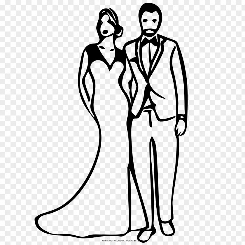 Bride Bridegroom Drawing Black And White PNG