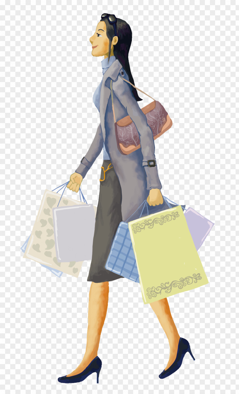 Vector Shopping Woman Template Cartoon Illustration PNG